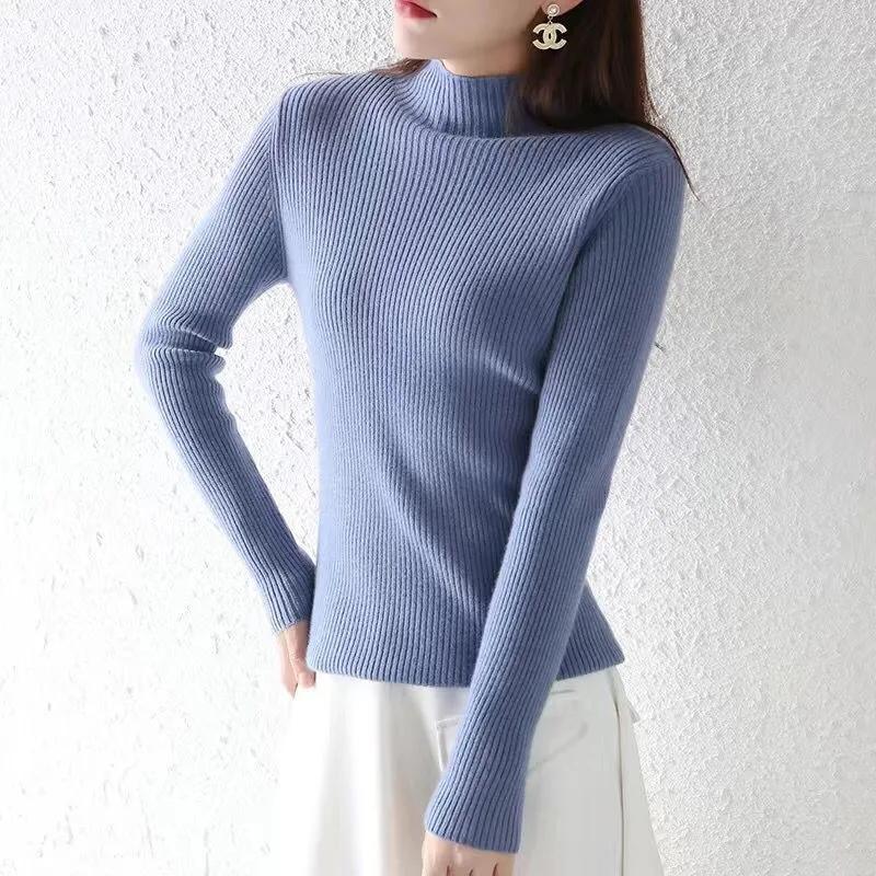 Winter Sweater Women Turtleneck Pullover Sweaters Solid Long Sleeve Slim Basic Tops Lady Knitted Jumper