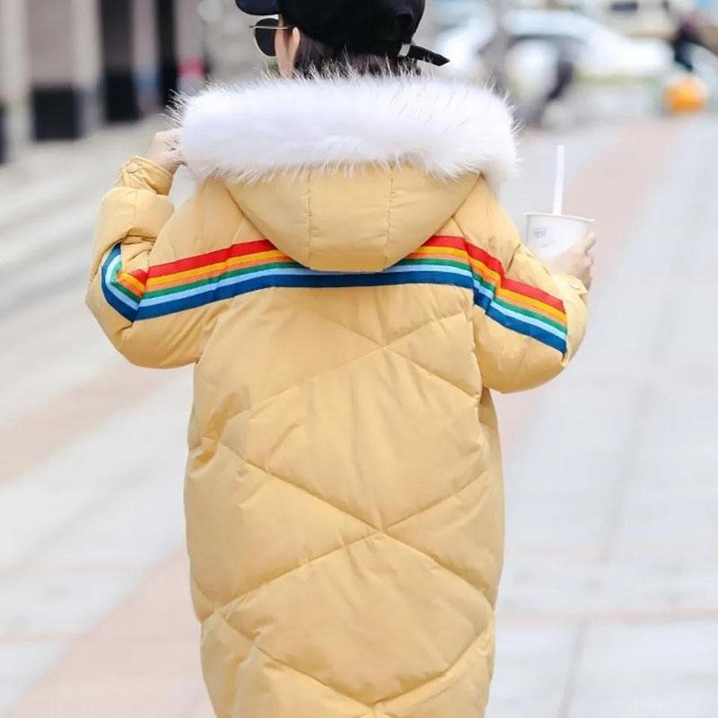 Girls' Winter Padded Down Padded Jacket Korean Girl Mid-length Coat Warm and Windproof Top