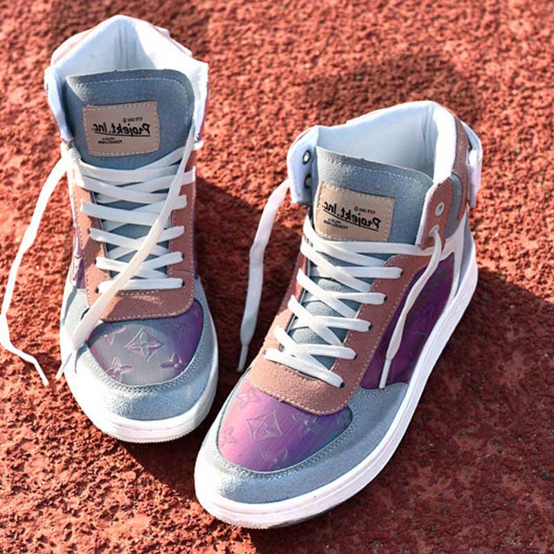 Plus Size36-44 Men High-top Sneakers Running Basketball Shoes Breathable Lightweight Non-slip Printing Shoes Wear-resistant Deodorant Skate Shoes