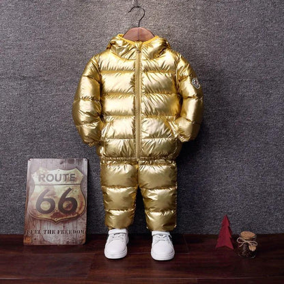 Children's Winter Padded Down Jacket Suits for Boys and Girls Infants and Toddlers Two-piece Cotton Suit Trendy and Fashionable