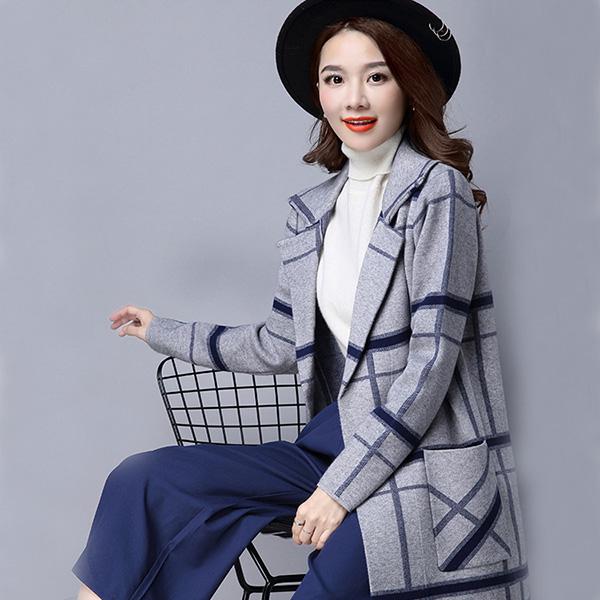 Knitted Cardigan Women's Mid-length Loose Plus Size Sweater Korean Style Autumn and Winter Thick Coat