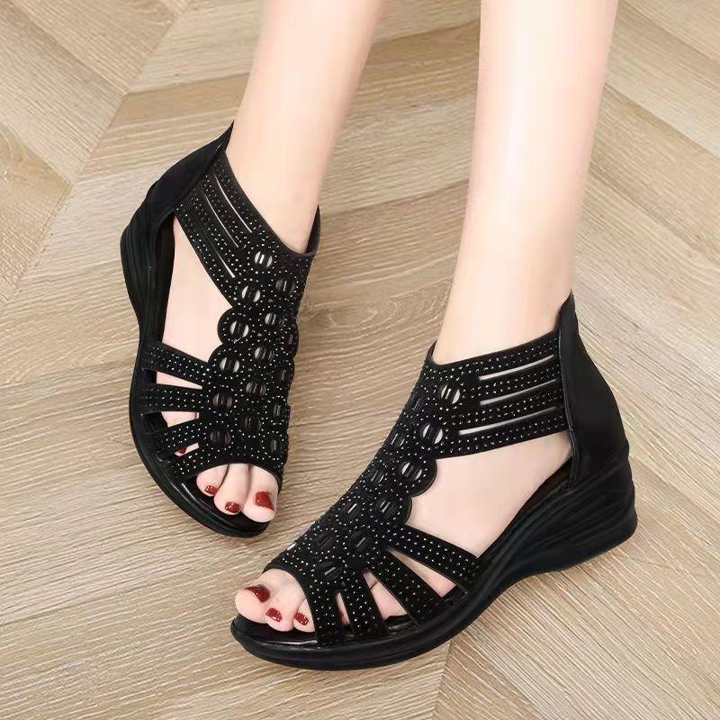 INS Leisure Women Wedges Heeled Women Shoes Summer Sandals Party Platform High Heels Shoes Woman  Fashion Fish Mouth Pumps Sexy Hollow Out Shoes