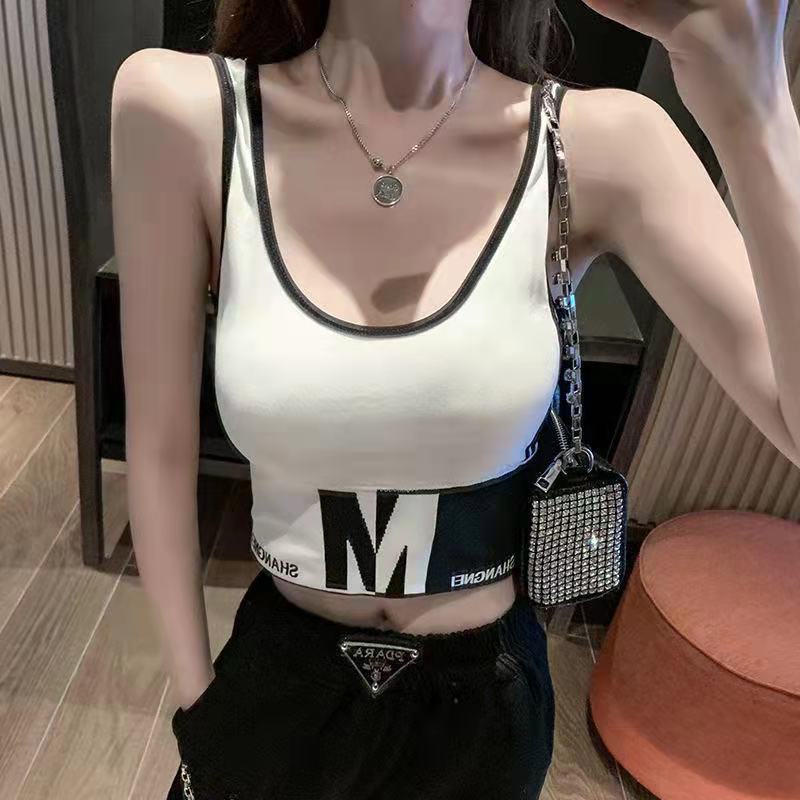 Women's Sports Underwear Tube Top with A Rimless Fitness Bra Gathered Together Wearing A Shockproof Running Yoga Vest Workout Tank Tops