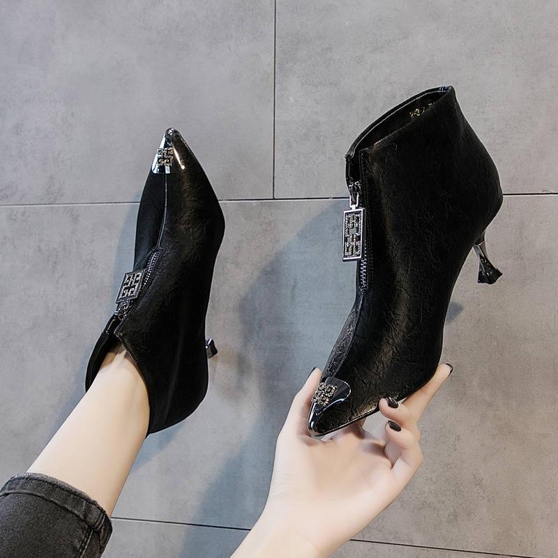 Ankle Boots for Women Short Boots High Heels Pointed Toe Boots Woman Shoes Ladies Shoes