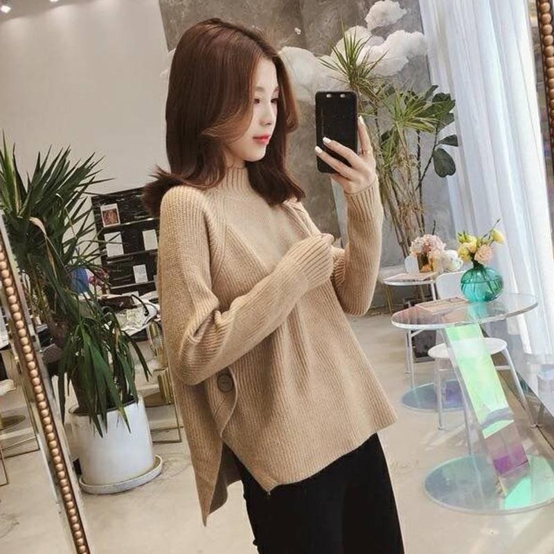 Autumn and Winter Lazy Wind Loose Bottoming Shirt Wearing Turtleneck Sweater Women's Pullover Thick Sweater