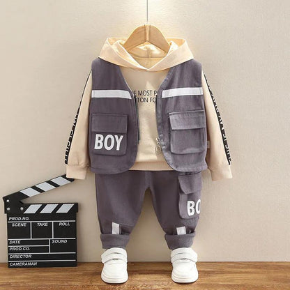 Children's Clothing Boys' Spring and Autumn Suits Children's Western Style Vest and Sweater Three-piece Handsome Clothes