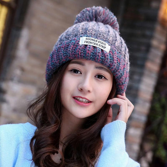 Autumn and Winter Knitted Woolen Hats Plus Velvet Thickening Warm Ear Protection Windproof Ski Caps Leisure Men and Women Hoods