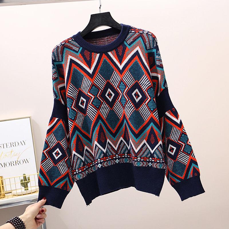 Women Loose Fall Winter Sweater Long Sleeve Knitted Casual Tops