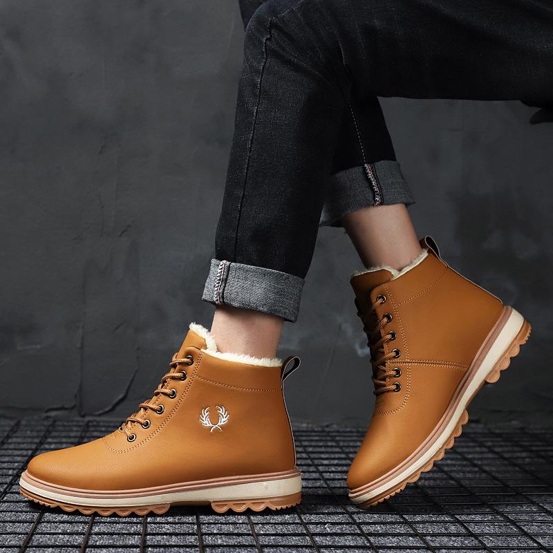 Winter Boots Men's Warm and Velvet High-top Cotton Shoes Leather Boots Men's Thick Snow Boots Short Boots Men