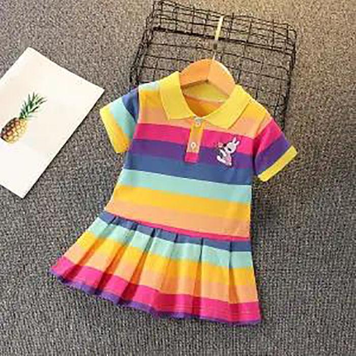 Summer Baby Girls Casual Clothes Dress Cherry Print Short Sleeve Dress Kids Toddler Pageant Dresses