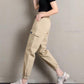 Women Summer Large Size Overalls Loose Solid Color Cropped Pants High Waist Elastic Thin Sports Pants