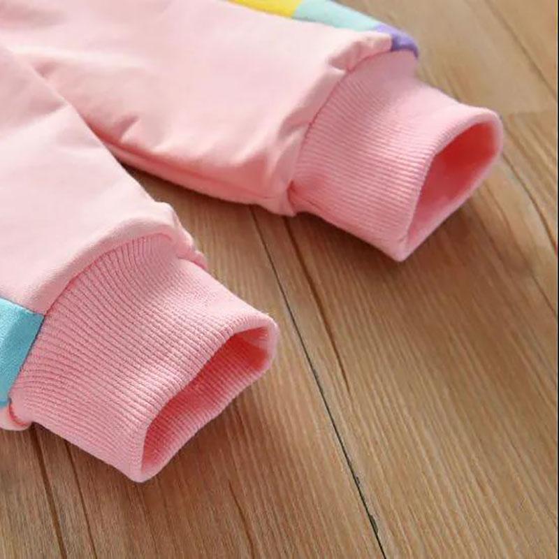 Girls' Rainbow Suit Girl Baby Spring and Autumn Models Children's All-match Jacket Casual Pants Sports Sets Two-piece Suit