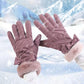 Women's Warm Gloves Winter Cold-proof Cute Bow Plus Velvet Thick Touch Screen Outdoor Sports Gloves Driving Ski Gloves Windstopper Gloves