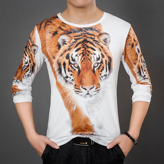 Loose large size long-sleeved T-shirt men's long-sleeved T-shirt 3D printing casual T-shirt men