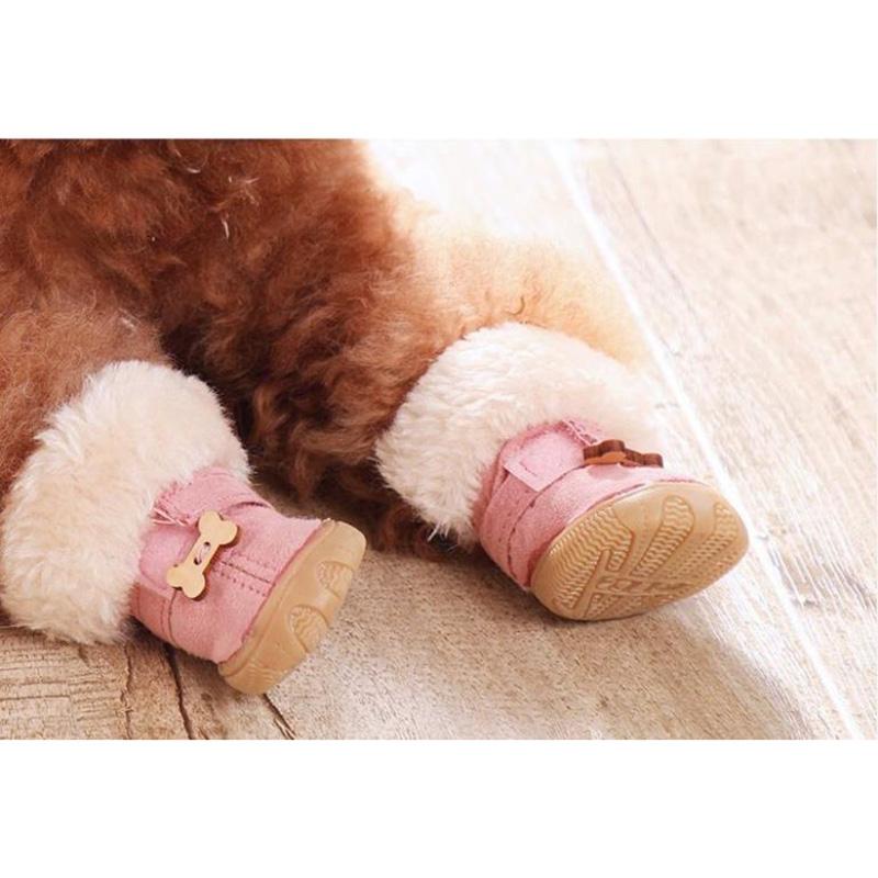 Pet Dog Shoes Teddy Autumn Winter Models for Small Dogs Plus Velvet Warmth Breathable Non-slip Soft Bottom Wear-resistant Boots Pet Cat Walking Shoes