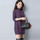 Women Winter Fall Turtleneck Knitwears Dresses Long Knitted Solid Color Sweater Skirt Thick