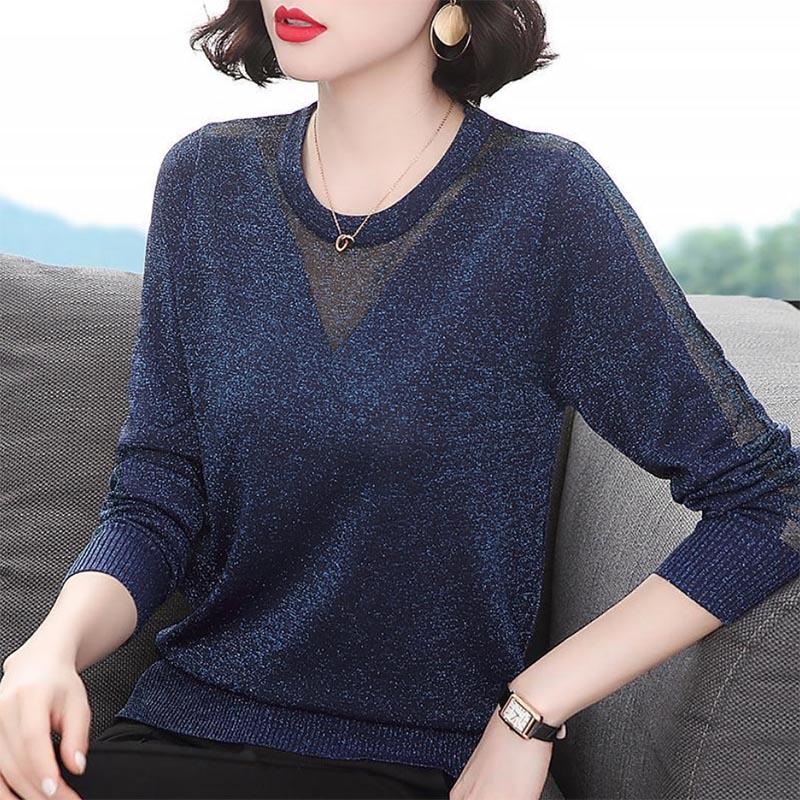 Women's Knitted Tops Loose Sweaters Inner Bottoming Shirts Outer Wear Large Size Mother's Wear