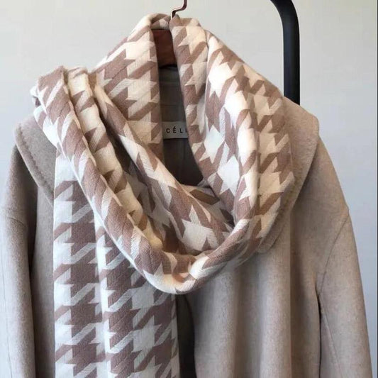 Autumn and Winter Imitation Cashmere Scarf Women's Thick Warm Scarf Houndstooth Temperament Versatile Scarf Shawl