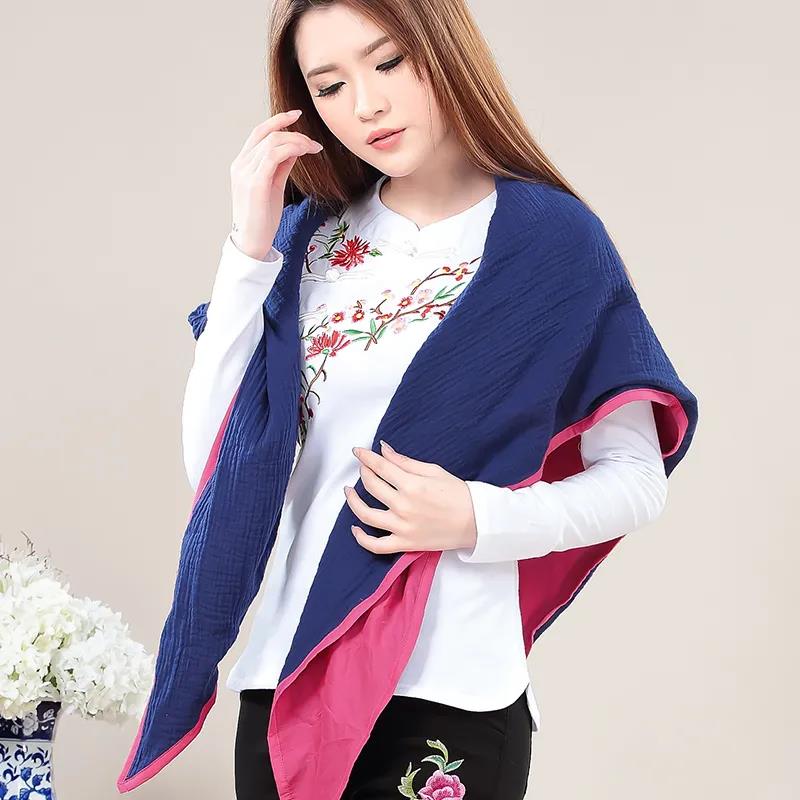 Women's Cotton Linen Ethnic Scarf Embroidered Flower Scarf All Match Shawl Retro Triangle Scarf Exquisite Embroidery Scarves Wrap Shawl Neckerchief