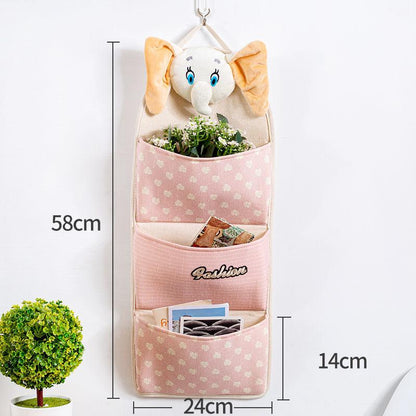 Multi-pocket Lovely Fabric Sundry Storage Bag Dormitory Door Back Wall Hanging Bag Cell Phone Key Storage Hanging Bag Home Organizer