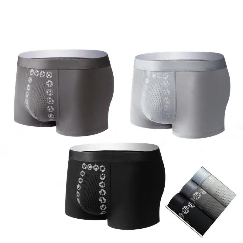 3 Pcs Men's Underwear Ice Silk Men's Boxer Shorts Large Size Breathable Mid-waist Personality Trendy Student Youth Boxer Shorts Soft Solid Boxer Brief