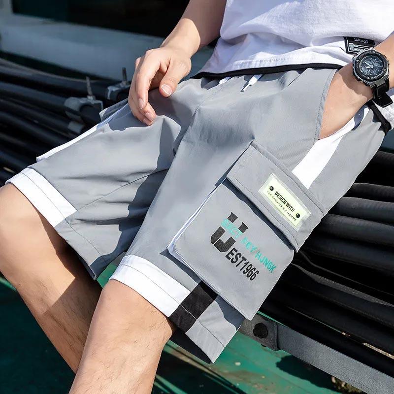 Summer Shorts Men's Overalls Casual Loose Large Size Trend Student Big Pocket Five-point Pants Sports Men's Pants All-match