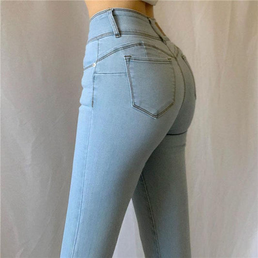 Spring Peach Hip Jeans Women's High Waist Slimming Stretch Hip Tight-fitting Pants Nine-point Pants