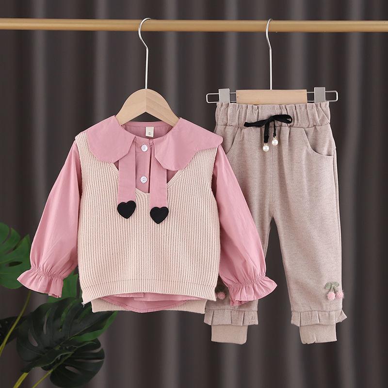 Children's Spring and Autumn Leisure Suit Children's Clothing Three-piece Sets Autumn Girl Baby Suit Baby Clothes Girl