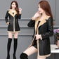 Winter Women's Leather Fashion Fur Coat Lamb Fur Coat Plus Velvet Thickening Medium Long Large Size Leather Coat