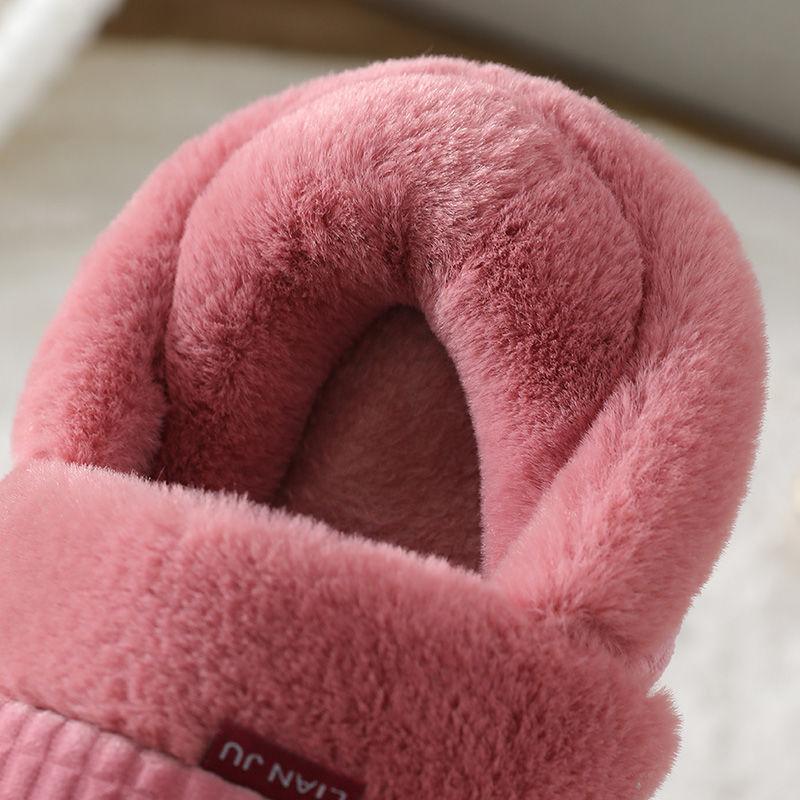 Fall/winter Men and Women Pure Cotton Slippers Bag with Warm Slippers Non-slip Soft-soled Shoes Simple Plush Cotton Shoes