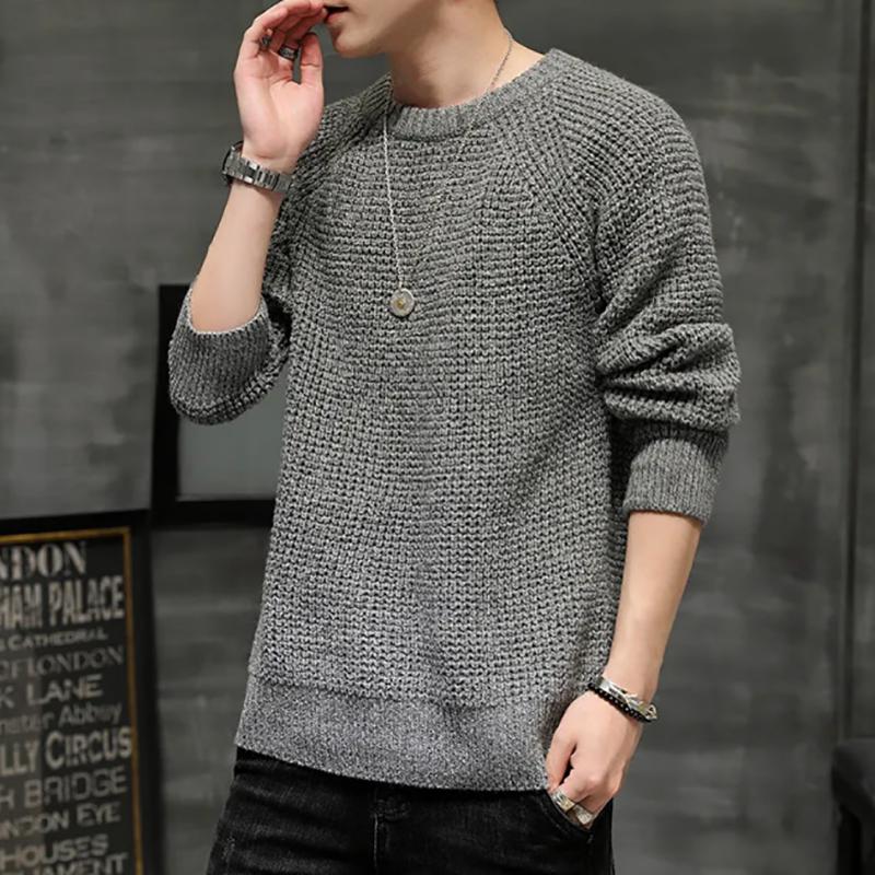 Autumn and Winter Men's Sweater Trend Thickening Warmth Outdoor Youth Big Fur Collar Top Sweater