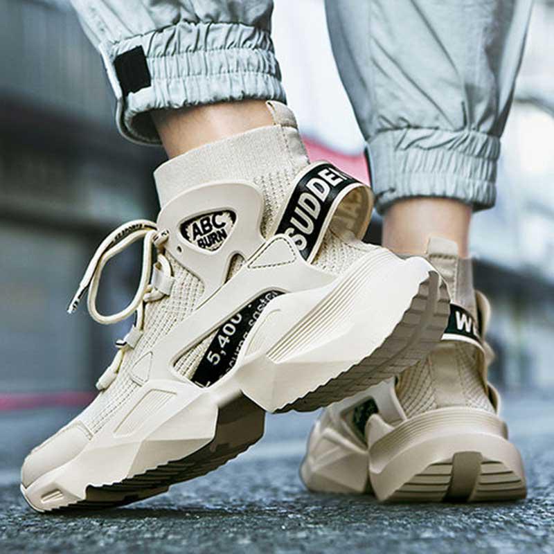 Plus Size39-44 Men High-top Sneakers Running Basketball Shoes Breathable Lightweight Non-slip Sock Shoes Women Wear-resistant Deodorant Skate Shoes