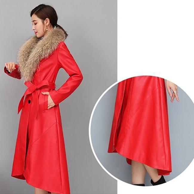 Winter Women's Fur Coat  Plush Thickening Medium Length Women's Leather Coat Slim Closing Woman Parka Coat