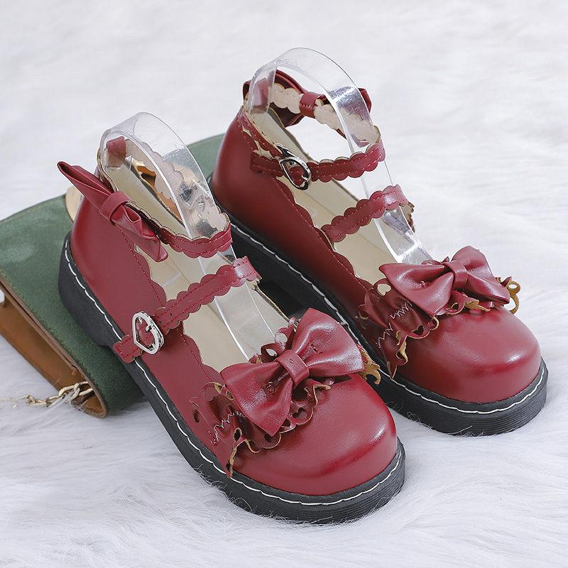 Lolita Shoes Japanese Loli Leather Shoes Tea Party Shoes Uniform Single Shoes Women Retro Thick Heel Shoes Cute Ladies Leather Shoes