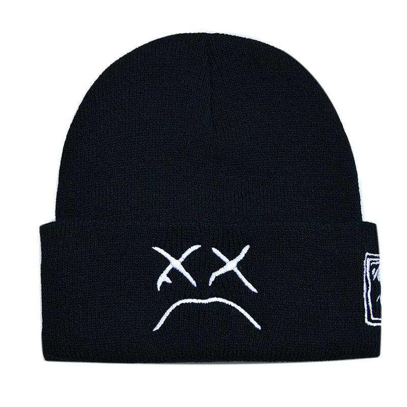 Skullies Beanies Men Devil Skull Embroidery Streetwear Hip Hop Hats Black Autumn Winter Warm Fashion Unisex Knitted Beanies Caps Brimless Skull Hat