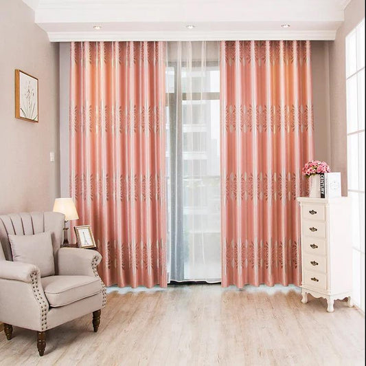 Double-sided Jacquard Curtains Thickened Full Blackout Curtains Finished Living Room Bedroom Balcony French Window Curtains (150×270cm)