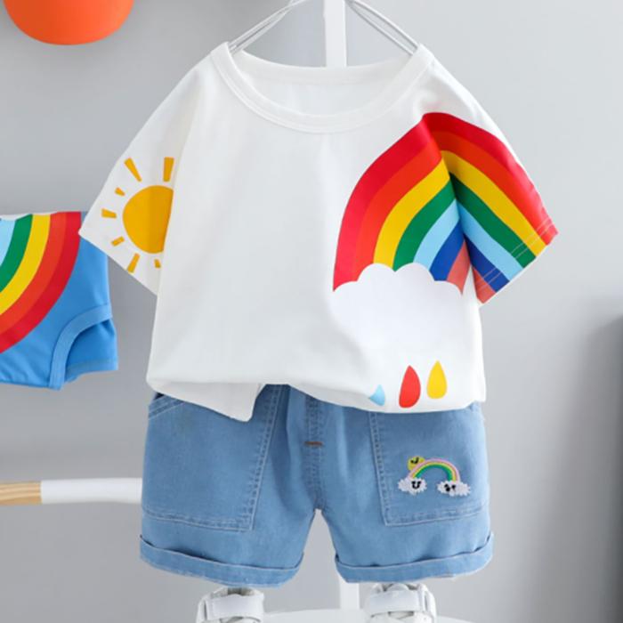 Baby Boy and Girl Summer Printing Short-sleeved Suit for Children 1-3 Years Old Baby Boy and Girl Summer Two-piece Suit