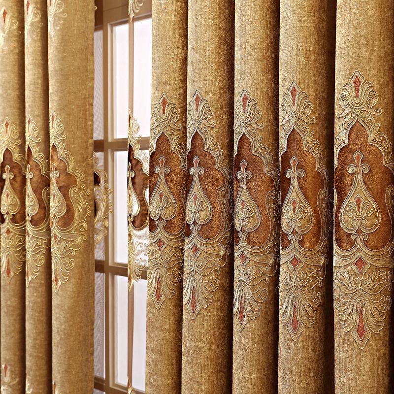 1/2pcs Modern European Style Embroidered Thick Luxury Curtains for Living Room Balcony Bedroom Blackout Curtains