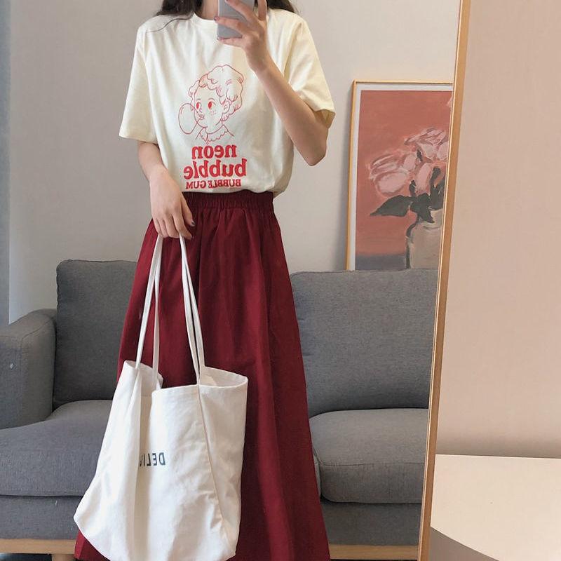 Women Elegant Long Casual Skirt Suit Summer Round Neck Vintage Two-piece Set Female Slim Holiday Skirt Set