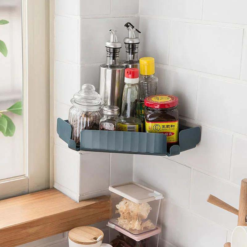 Bathroom Kitchen Corner Rack Creative Double Storage Rack Multifunctional Storage Shelf No Hanging Wall Box