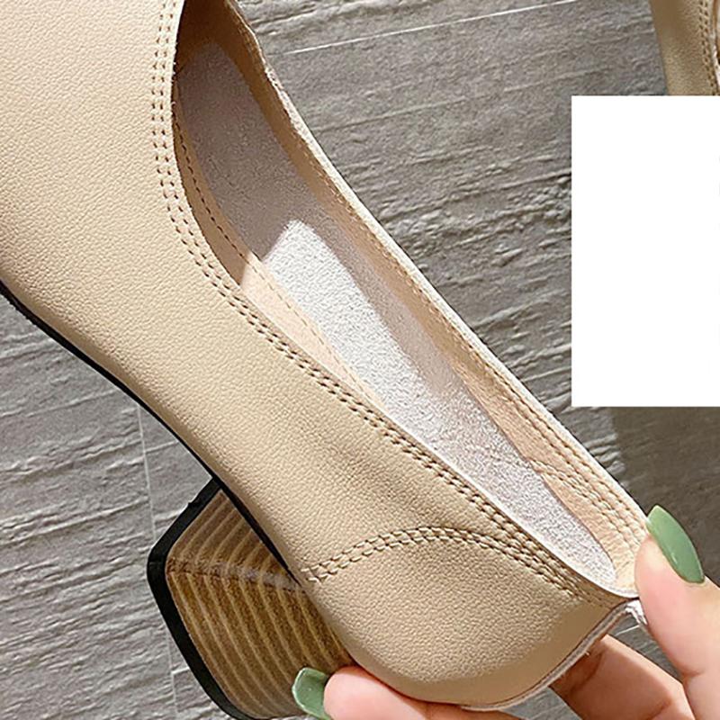 Square Toe Thick Heel Shoes Korean Casual Leather Shoes Soft Sole Temperament Soft Leather Women's Shoes Casual Shoes