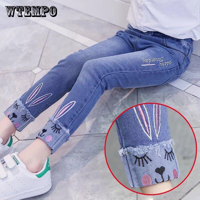 Children Cute Stretch Straight Trousers Student Fashion Casual Pants for Girls