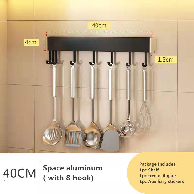 Kitchen Wall Hanging Rack Hook Wall Hook Rack Row Hook Stick Hook Kitchenware Rack Towel Rack Spatula Spoon Rack Rag Hook