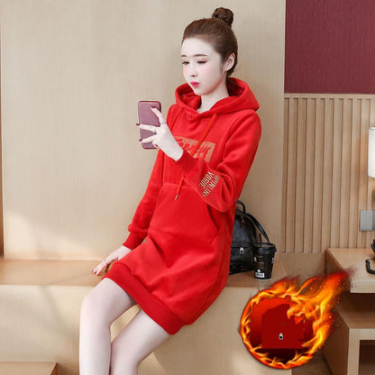 Fashion Trend Gold Velvet Sweater Autumn and Winter Thickening Plus Velvet Warm Hooded Blouse