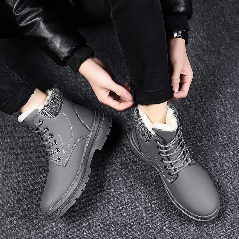 Winter Snow Boots Plus Velvet Padded Men's Martin Boots Warm High-top Cotton Shoes