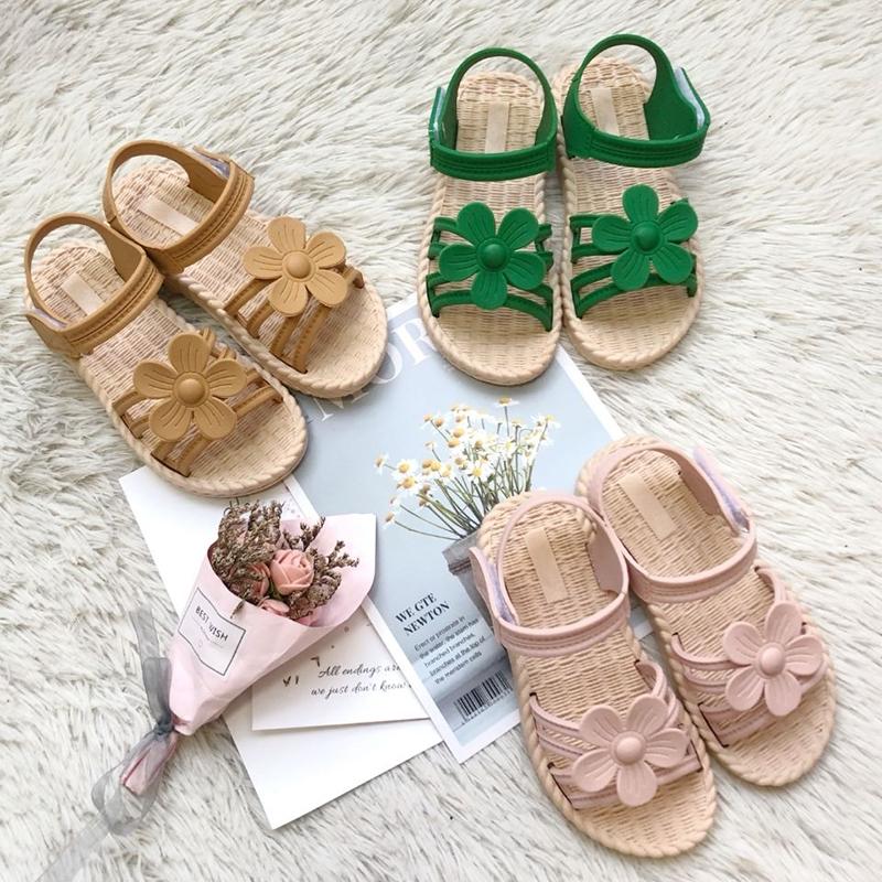 Girls Sandals Gladiator Flowers Sweet Soft Children's Beach Shoes Kids Summer Floral Sandals Princess Fashion Cute High Quality