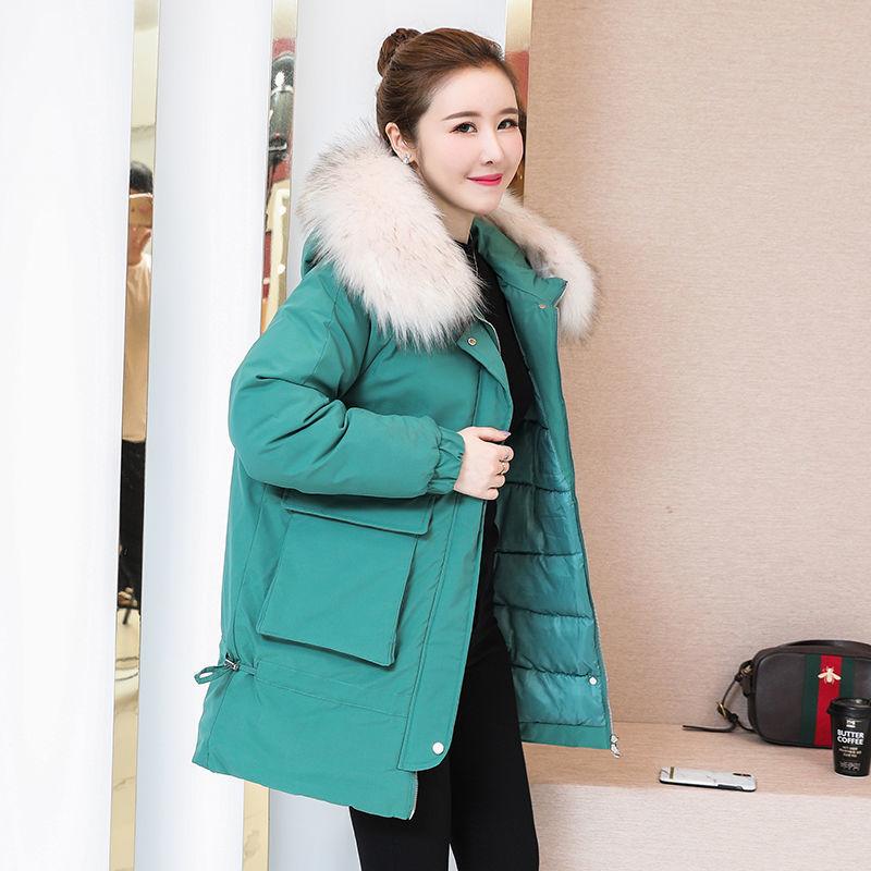 Cotton-padded Jacket Women's Mid-length Big Fur Collar Student Winter Korean Style Loose Cotton-padded Jacket Women's Thick Coat