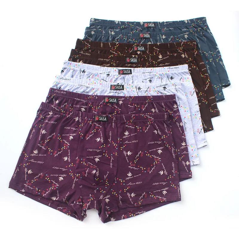 6 Packs of Pure Cotton Men's Underwear Mid-waist Loose Printed Boxer Shorts Young and Middle-aged Plus Size Boxer Shorts