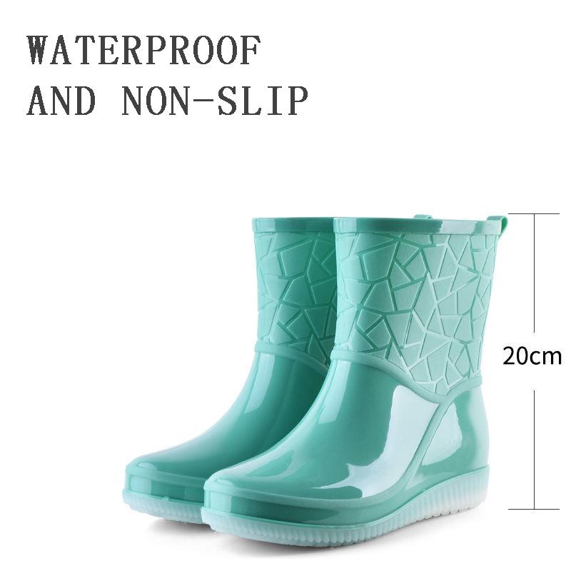 Fashion Ladies Rain Boots Adult Mid-low Rain Boots Non-slip Wear-resistant Wild Thick Water Boots Working Women Overshoes