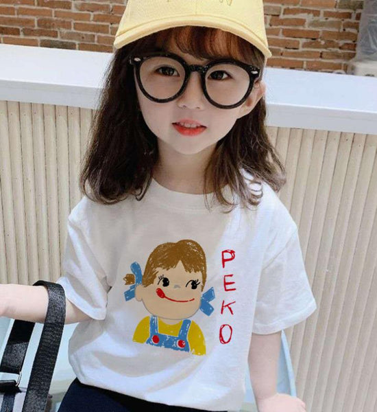 Summer Kids Cute Printing T Shirts Short Sleeve Tops Korean Style O-neck Loose T Shirts For Children Girls